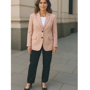 Theory Crepe Relaxed Single Breast Blazer Dusty Pink Size 4 Staple Lined Classic